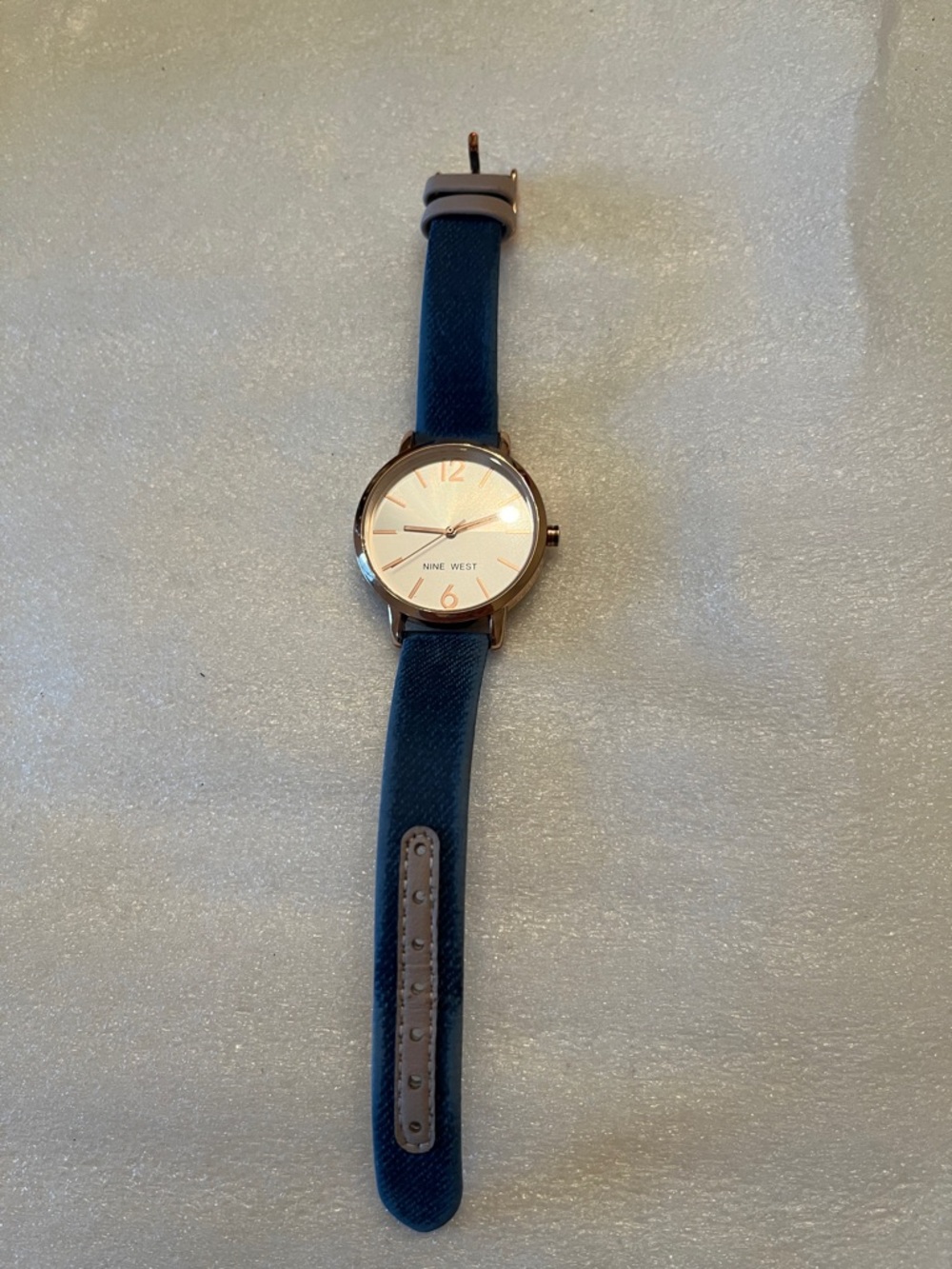 Nine West Blue Strap Watch with Rose Gold Accents